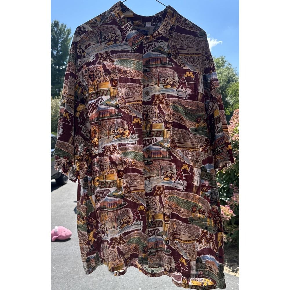 Vtg Reyn Spooner XXL Minnesota Golden Gophers Hawaiian Button Shirt Football